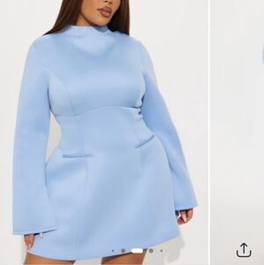 Scuba Micro Mini Dress - Ice Blue